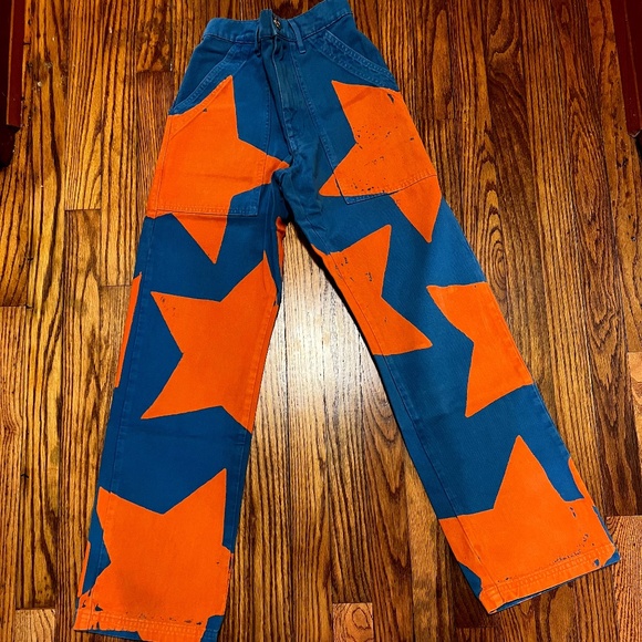 Big Bud Press Blue and Orange Star Wide Leg Pants - Picture 1 of 5